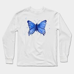 Watercolor Blue Butterfly Long Sleeve T-Shirt